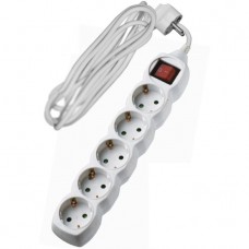 Πολύπριζο 5 Θέσεων Με Διακόπτη & Καλώδιο 3x1.5mm 3m Λευκό 15-3153051